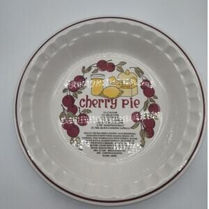 Vintage Hankook Ceramic Cherry Pie Recipe 10" Pie Plate
